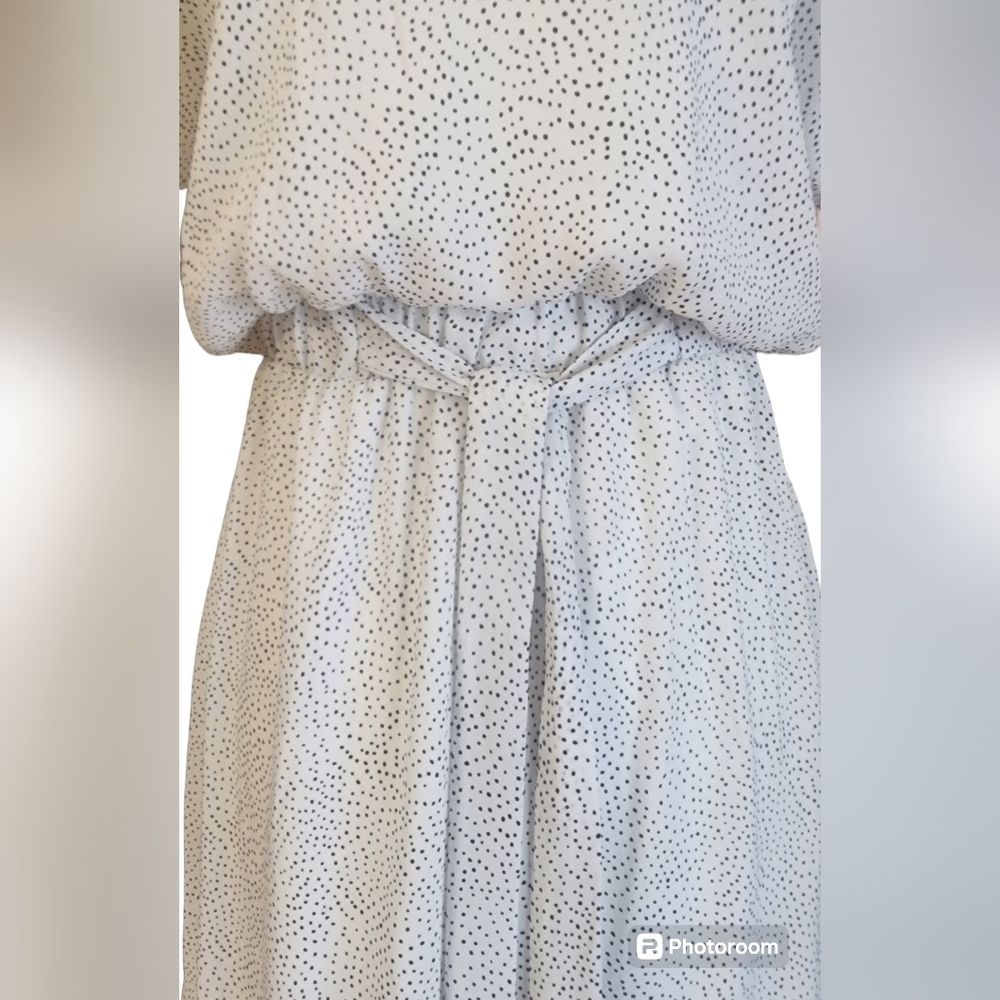Black and White Polka-Dot Faux Wrap Dress Sienna Sky Maxi Dress Size Sma… - Picture 3 of 9